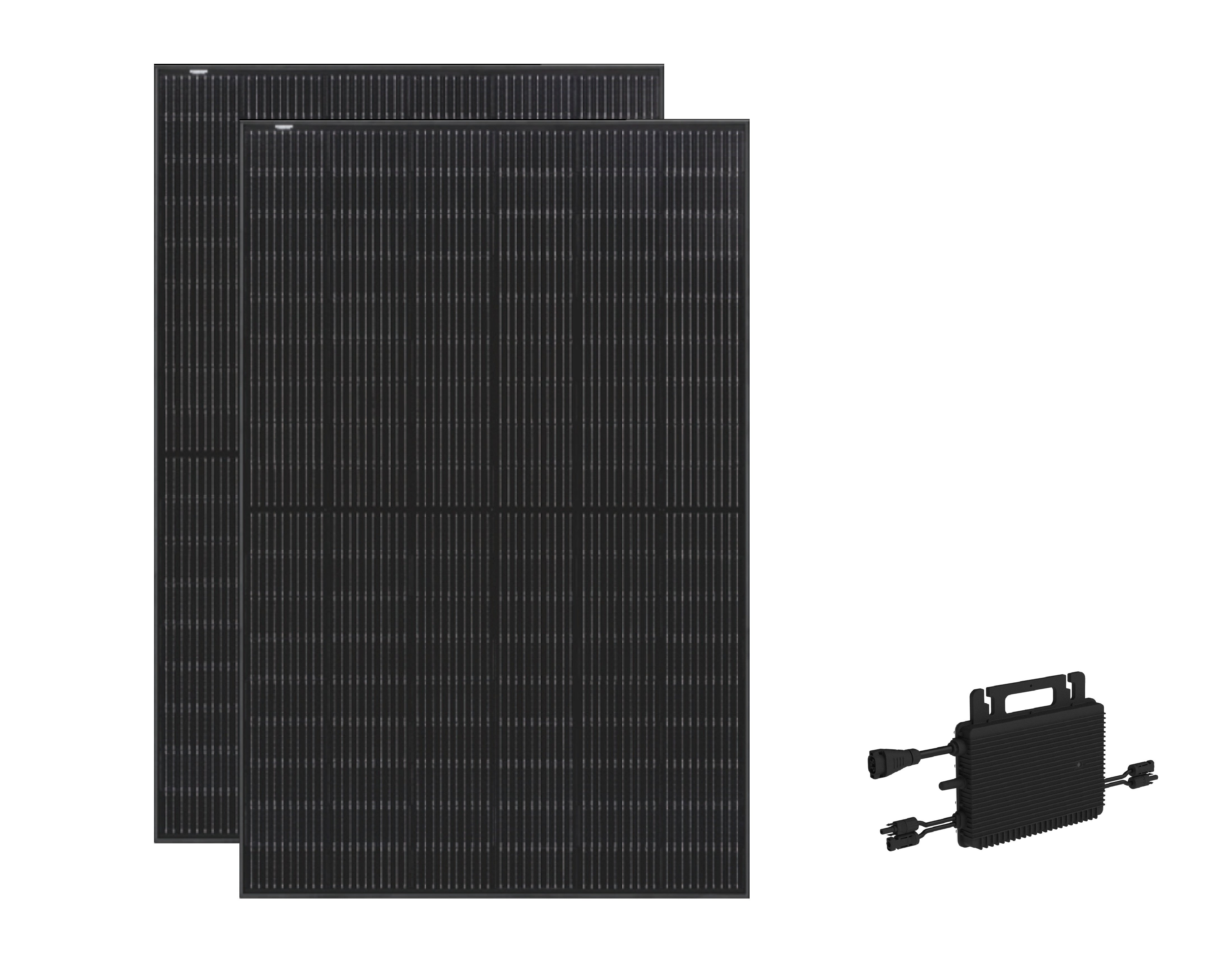 Balkonkraftwerk Komplettset - 2 x 400W full black Solarmodul, Hoymile,  429,00 €